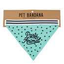 Party Animal Pet Bandana | In Blue With Printed Hearts Designs