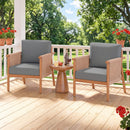 Patio Acacia Wood Chair Set of 2 with Woven Rope Armrests and Seat Back Cushions for Backyard