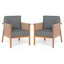 Patio Acacia Wood Chair Set of 2 with Woven Rope Armrests and Seat Back Cushions for Backyard