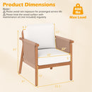 Patio Acacia Wood Chair Set of 2 with Woven Rope Armrests and Seat Back Cushions for Backyard