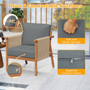 Patio Acacia Wood Chair with Woven Rope Armrests and Seat Back Cushions for Backyard