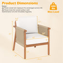 Patio Acacia Wood Chair with Woven Rope Armrests and Seat Back Cushions for Backyard