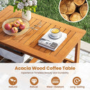 Patio Acacia Wood Coffee Table 2-Tier Rectangular Center Table