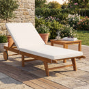 Patio Acacia Wood Lounge Chair Chaise Recliner
