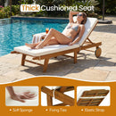 Patio Acacia Wood Lounge Chair Chaise Recliner