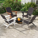 Patio Adirondack Chair with Rattan Padded Seat and Hidden Cupholder