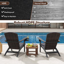 Patio Adirondack Chair with Rattan Padded Seat and Hidden Cupholder
