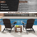 Patio Adirondack Chair with Rattan Padded Seat and Hidden Cupholder