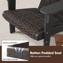 Patio Adirondack Chair with Rattan Padded Seat and Hidden Cupholder