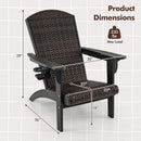 Patio Adirondack Chair with Rattan Padded Seat and Hidden Cupholder