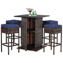 5 Pieces Patio Rattan Bar