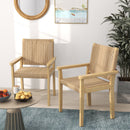 Wood Dining Chair Set of 2 with Woven Rope Seat