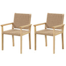 Wood Dining Chair Set of 2 with Woven Rope Seat