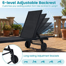 Patio Chaise Lounge Chair with Wheels and 6