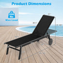 Patio Chaise Lounge Chair with Wheels and 6
