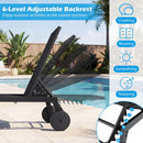 Patio Chaise Lounge Chair with Wheels and 6