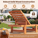 Patio Chaise Lounge Chair Solid Wood Slatted Recliner with Adjustable Backrest