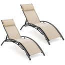 Patio Chaise Lounges Set of 2 Outdoor Recliner with 5-Position Backrest