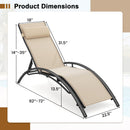 Patio Chaise Lounges Set of 2 Outdoor Recliner with 5-Position Backrest