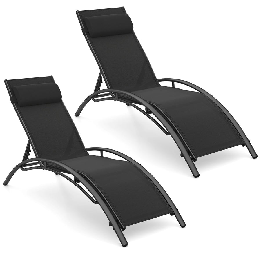 Patio Chaise Lounges Set of 2 Outdoor Recliner with 5-Position Backrest