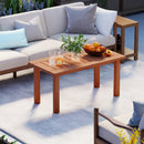 Patio Coffee Table with Slatted Tabletop for Deck Poolside