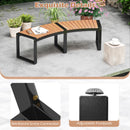 Patio Curved Bench with Slatted Seat and Metal Legs