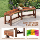 Patio Curved Bench Solid Wood Fire Pit Bench Outdoor Backless Loveseat