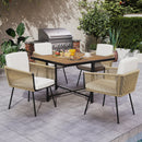 Patio Dining Chairs Set of 4 Bistro Well-Woven Rattan Chairs-White