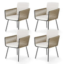 Patio Dining Chairs Set of 4 Bistro Well-Woven Rattan Chairs-White