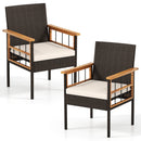Patio Dining Chairs Set of 2 with Soft Cushions-White