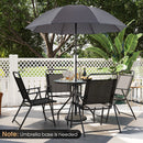 6 Pieces Patio Dining Set Folding Chairs Glass Table Tilt Umbrella for Garden