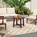 Patio End Table with Solid Wood Structure for Garden Deck Poolside and Indoors-Brown