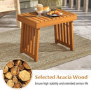 Patio Foldable Side Table with Slatted Tabletop for Backyard
