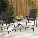 Folding Patio Bar Stool Set of 2 with Footrest - Black