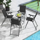 Folding Patio Bar Stool Set of 4 with Metal Frame & Footrest