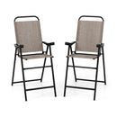 Patio Folding Bar Stool Set of 2 with Metal Frame and Footrest