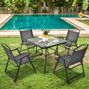 Patio Folding Chairs Set of 4 with Cozy Seat Fabric and Heavy-Duty Metal Frame-Gray