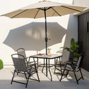 Patio Folding Chairs Set of 4 with Cozy Seat Fabric and Heavy-Duty Metal Frame-Gray