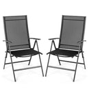 Set of 2 Adjustable Portable Patio Folding Dining Chair Recliners-Black