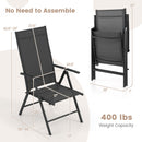 1 Piece Patio Folding Dining Chairs with 7-Level Adjustable High Backrest