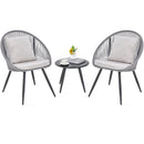 3 Piece Patio Furniture Set with Seat and Back Cushions-Gray
