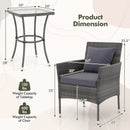 3 Pieces Patio Furniture Set with Cushioned Patio Chairs and Tempered Glass Coffee Table