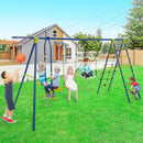 550 LBS 6-in-1 Patio Kids Swing Set with Climbing Net and Ladder