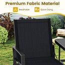 Patio Loveseat with Built-in Table with Breathable Fabric Back-Black