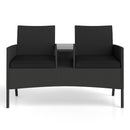 Patio Loveseat with Built-in Table and Storage