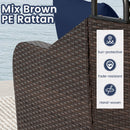 Outdoor Rattan Daybed with Retractable Canopy - Navy