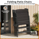Folding Wicker Patio Dining Chairs with Armrests - Set of 2