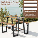 Patio Picnic Table Bench Set with Acacia Wood Tabletop and Benchtop