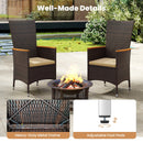 Patio Rattan Chairs Set of 2 Outdoor Wicker Dining Chairs with High Backrest-Beige