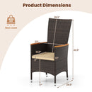 Patio Rattan Chairs Set of 2 Outdoor Wicker Dining Chairs with High Backrest-Beige